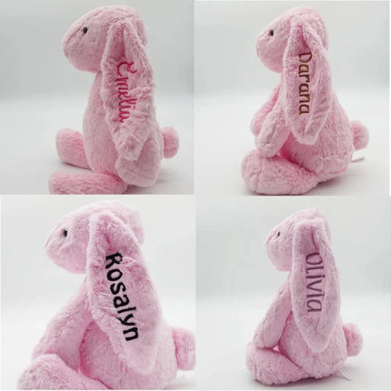 Personalized Cute Plush Bunny Super Soft Custom Stuffed Animal with Embroidered Name on Ear Ideal for Birthday Kid Children Gift