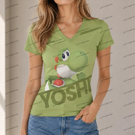 XS-5XL Kawaii Super Mario V Neck Women T-shirt Y2k Top 2026 New Streetwear Woman Clothes Harajuku Style Fashion Oversize Summer