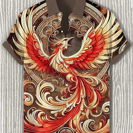 2026 New Men's Short-Sleeve Shirt, Stylish Print, Casual Breathable Lapel Cardigan, Vacation Style, Men's Top, Sizes XS-6XL