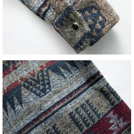 Trendy Men's Woolen Jacket Spring Autumn Casual Style Shirt Patchwork Design Sensibility Chinese National Fashion Overwear