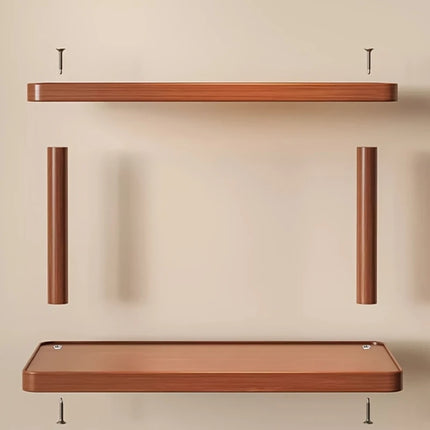 Versatile 2-Tier Wooden Storage Rack for Kitchen & Tea Room - Countertop Organizer with Decorative Handles, Ideal for Spices