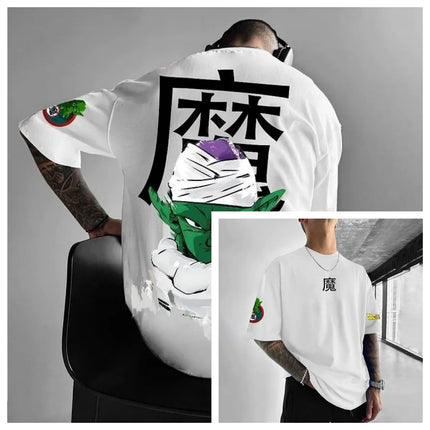 2026 Summer Dragon Ball T-Shirt Piccolo Demon King Graffiti Print 100%Cotton Oversized Retro High Quality Tee for Men Women Kids