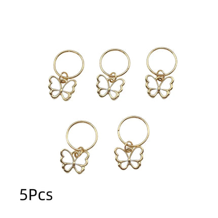 New 6Pcs Butterfly Star Pendant Hair Clip For Women Braid Trendy Metal Rings Western Style Accessories Girls Headdress Tocado