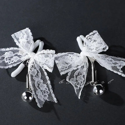 [YA]1 Pair Bells Lace Bowknot Metal Adjustable Nipple Clamps Chain Clips Toys Adult Sex Games For Couples Breast Stimulate