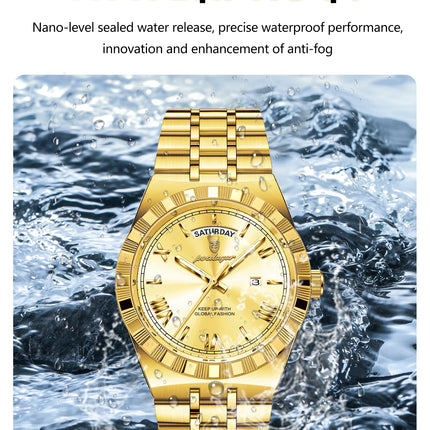 POEDAGAR Business Man Watch Week Date Waterproof Luminous Original Watches For Men Stainless Steel Men's Quartz Wristwatch Reloj