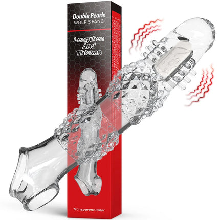 Penis Sleeve Delayed Ejaculation Condom Male Enlargement Delay Vibrating Cock Ring Clits Massager Vibrating Penis Cover Sex Toy