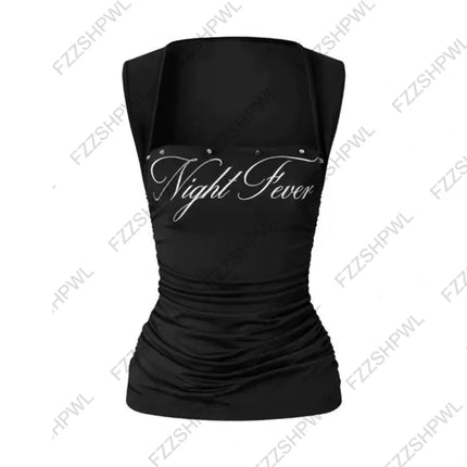 Y2k Harajuku letter Print punk vest casual trash gothic crop top street wear hip-hop sleeveless retro vest fashionable 2000s top