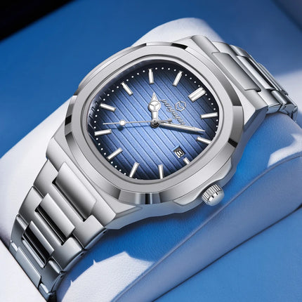 2025 New Luxury Military Man Watch Square Waterproof Luminous Date Week Men Watch Stainless Steel Quartz Men's Watches Reloj+box