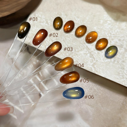 MN 10ml 1-12pcs 2025 Autumn Blue Brown Cat Eye Gel Nail Polish Popular Flash Chocolate Glass Beads Nails Black Nails Christmas