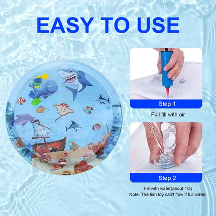 Cat Water Mat Sensory Water Playmat, Anti-Scratch Design Pet Water Mat for Bored Indoor Cats, Cat Interactive Toys with Inflator