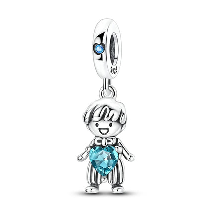 925 Sterling Silver Charms Mother Girl Boy Family Life Pendant Beads Fit Original Bracelet Necklace Diy Charm Women's Party Gift