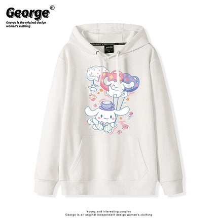 Korean Cute Cinnamoroll Hook Haze Blue Hooded Sweater Cute Girl Loose Versatile Girlfriend College Style Loose Long Sleeve Top