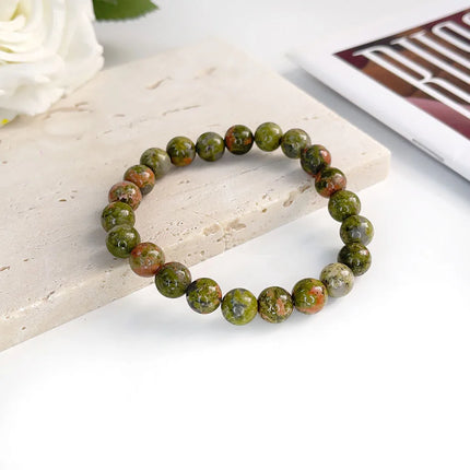 Natural Stone Pink Zebra Beaded Bracelet 6/8mm Dalmatian Jasper Rhodochrosite Agate Bracelet Gemstone Beads Bracelet