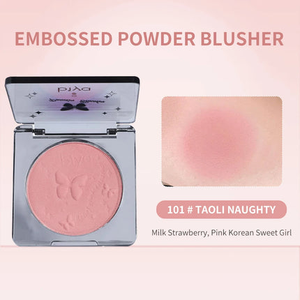 Biya Embossed Monochrome Face Blush Fine Powder Natural Matte Brightening Skin Makeup Blush Palette Rouge