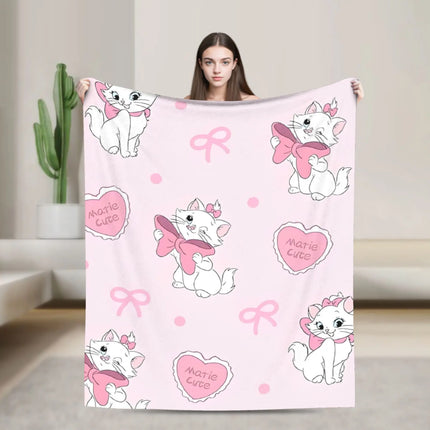 Aristocats Marie Cat Knitted Blankets Pink Wool Throw Blanket Summer Air Conditioning Portable Soft Warm Bedspread