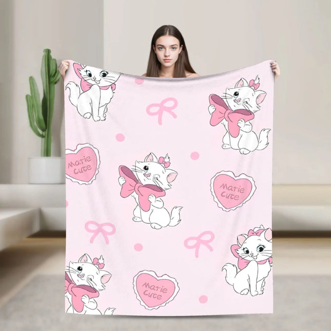Aristocats Marie Cat Knitted Blankets Pink Wool Throw Blanket Summer Air Conditioning Portable Soft Warm Bedspread