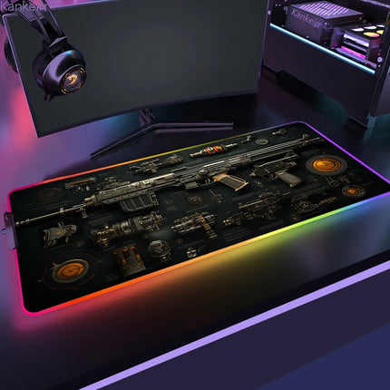 Rgb Weapon Mouse Pad Gaming Accessories Keyboard Mousepad Rifles Desk Mat Pc Cabinet Mats Anime Backligh Carpet Large Computer