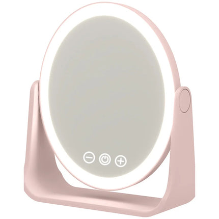 LED Makeup Mirror, Portable Flip Lighted Vanity Mirror with Touch Dimming, 3X Magnifier and Rechargeable Design for Desk