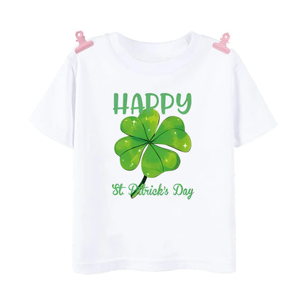 Happy St. Patrick's Day Printed Kids Shirts St. Patrick's Party Boys Girls T-shirt Holiday Child Short Sleeve Tops Summer T Shirt