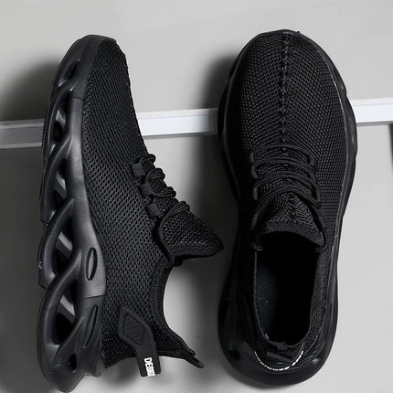 Men Sports Running Black Jogging Shoes Casual Sneakers Brown Outdoor Breathable Mesh Women Light Shock-absorption Black Tennis