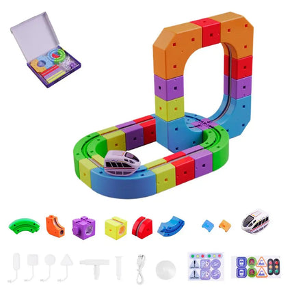 Children Magic Track Train Electric Assembled Building Blocks Magnetic Rail Car Maze Educational Toys Magnetic Assembly Train