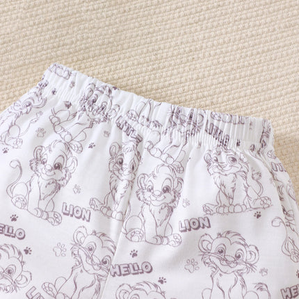 0-18 Month old Baby Boy Set Cartoon Lion Print Top, Pants, Hat Three Piece Set, Newborn Baby Boy Summer Fashion Set