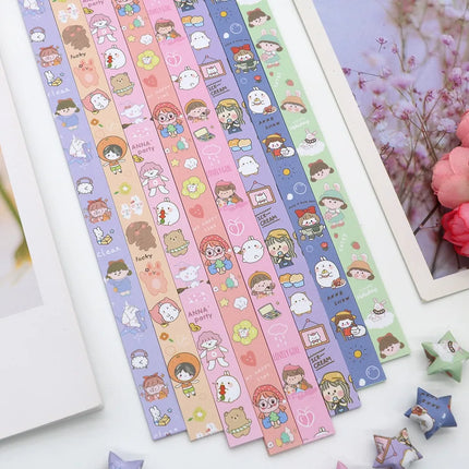 Star Paper Strips Origami Stars Paper Handmade Paper Craft Star Folding Paper Lucky Colorful Cartoon Star Folding Paper