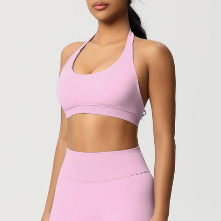 Women Sports Bra Seamless Halter Clothes Push-up Vest Brassiere Gym Top Backless Fitness Yoga Workout Running Underwear