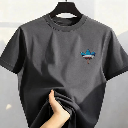 2026 New Best-selling Korean Street Pure Cotton Cartoon Printed Round Co Mfortable and Loose Men's and Women's T-shirts Tops