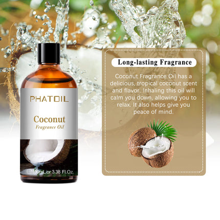 PHATOIL 100ml Aromatherapy Fragrance Oil Coconut & Vanilla Strawberry Cherry Lemon 1/2/3pcs Aroma Oil For Diffuser Candle Making