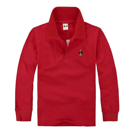 Classic Children's Long Sleeve Polo Shirt Pure Cotton T-Shirt Children Collar Top Baby Girls Base Layer Shirt Teenage Boys tops