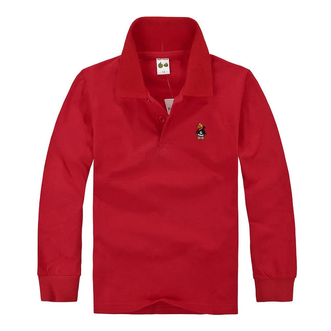 Classic Children's Long Sleeve Polo Shirt Pure Cotton T-Shirt Children Collar Top Baby Girls Base Layer Shirt Teenage Boys tops