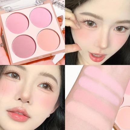 Smart 4-Color Matte Blush Palette – Natural Glow, Easy to Blend, Lightweight Cheek Color for Nude Makeup & Festival Looks