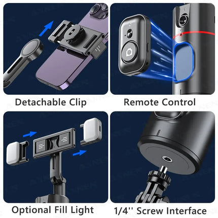 AXNEN P02 360 Rotation Follow-up Gimbal Stabilizer Monopod Desktop Tracking Gimbal with Remote for Phone Live Photography