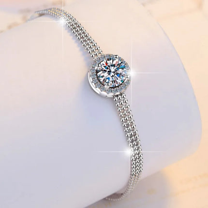 2 Carat Moissanite PT950 Platinum Women's Sliding Bracelet Adjustable Design Sparkling Daily Gift Jewelry