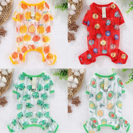 Dog Clothes Summer Mesh Jumpsuit Pajamas Pet Dog Onesie Tracksuit For Small Medium Dogs Dachshund York Puppy Bodysuit Overalls L