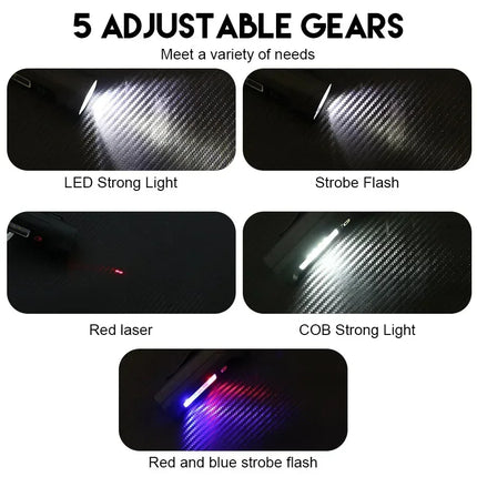 IR & Strong Light Flashlight Portable Pen Clip Magnetic Torch Multifunctional Outdoor Emergency Warning Lighting Flashlight