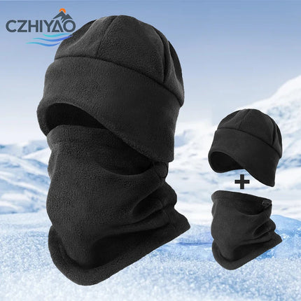 CZHIYAO Winter Beanie Hat Scarf Set with Ear Flaps for Men Women Knit Fleece Lined Skull Cap Windproof Neck Warmer Gaiter