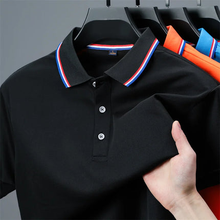 2025 New Men's Casual Solid Color Short-Sleeved Polo Shirt Summer Fashionable and Comfortable Versatile Top