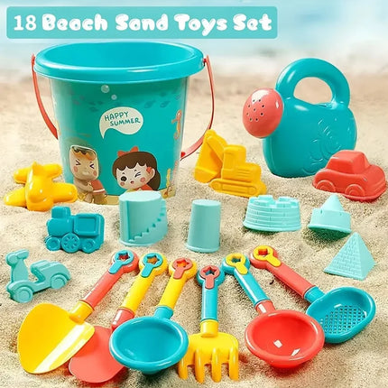 18PCS Beach Sand Toy Set, Durable Plastic, Summer Pool Beach Game Set,Great Holiday Outdoor Sand Play Tools For Boys And Girls
