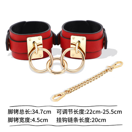 Leather Red Handcuff Anklecuffs Bondage BDSM Goth Red PU Leather Bracelet Cuff Adult Erotic Sex Toys for Couple Sexy Adult Games