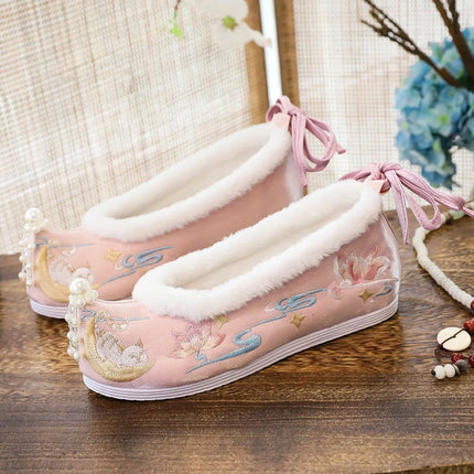 Chasing Moon Hot Sale Of The Season New Style Ming Dynasty Hanfu Shoes National Style Upturned Head Cotton Shoes Ancient Wedding