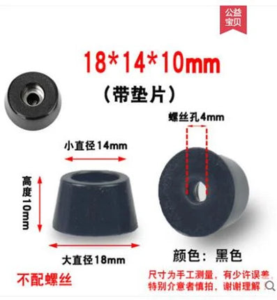 8pcs Anti Slip Furniture Legs Feet Black Speaker Cabinet Bed Table Box Conical Rubber Shock Pad Floor Protector Furniture Parts
