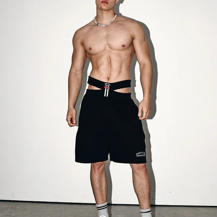 Nerazzurri Summer Autumn Loose Casual Shorts for Men American Retro Style Double Waistband Short Pants Trousers Menswear Clothes