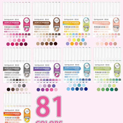 Languo 9pcs/box Soft Brush Acrylic Marker Pen Set，DIY Hand Drawn,Paint Art Markers pens,Student Graffiti Acrylic Paint Pens,M720