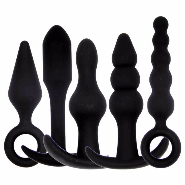 5PCS Silicone Anal Plug Set Butt Plug Prostate Massager for Men Women Gay Adult Sex Toy Kit Back Court Training Gear