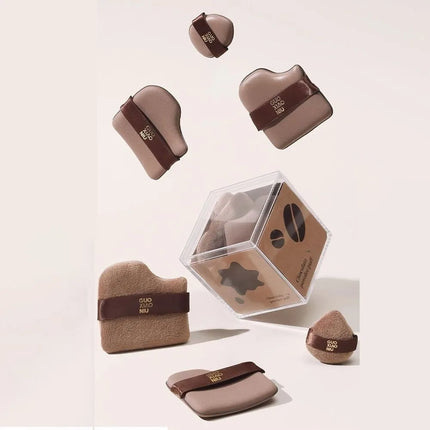 6pcs Mini Makeup Blender Puffs Quick Blending Chocolate Color Makeup Sponge Dry Wet Use Double Sided Cosmetic Tool Daily Makeup