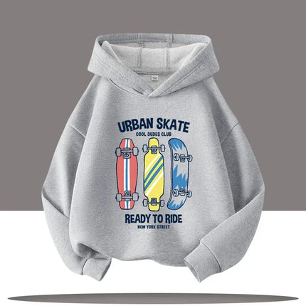 Autumn Winter Skateboard Cool Print Children's Hoodie Warm Pullover Girl Casual Top Kid Casual Clothes Boy Sportswear Sweatshirt
