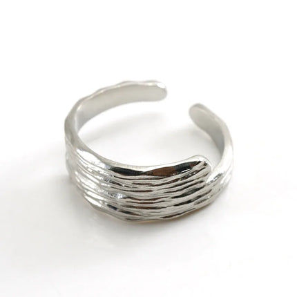 CARLIDANA Stainless Steel Silver Color Open Irregular Circle Finger Rings Titanium Steel Personalized Geometric Open Ring Women