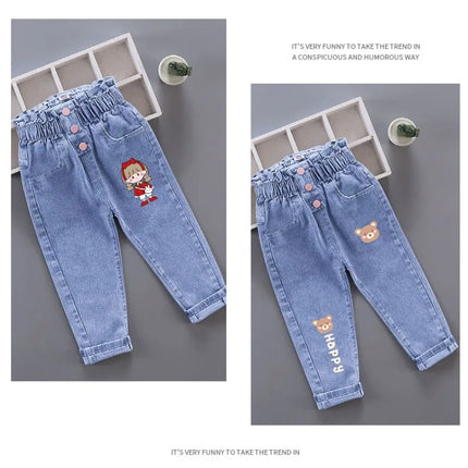 Girls' Pants Kids' Clothes Children's Jeans Cowboy Denim Pants Spring Autumn Fashion Clothing Streetwear Casual Harajuku